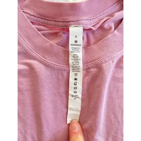 Lululemon athletica All Yours Boyfriend Tank Top Oversized Pima Tee Pink Taupe 8 - Picture 5 of 8